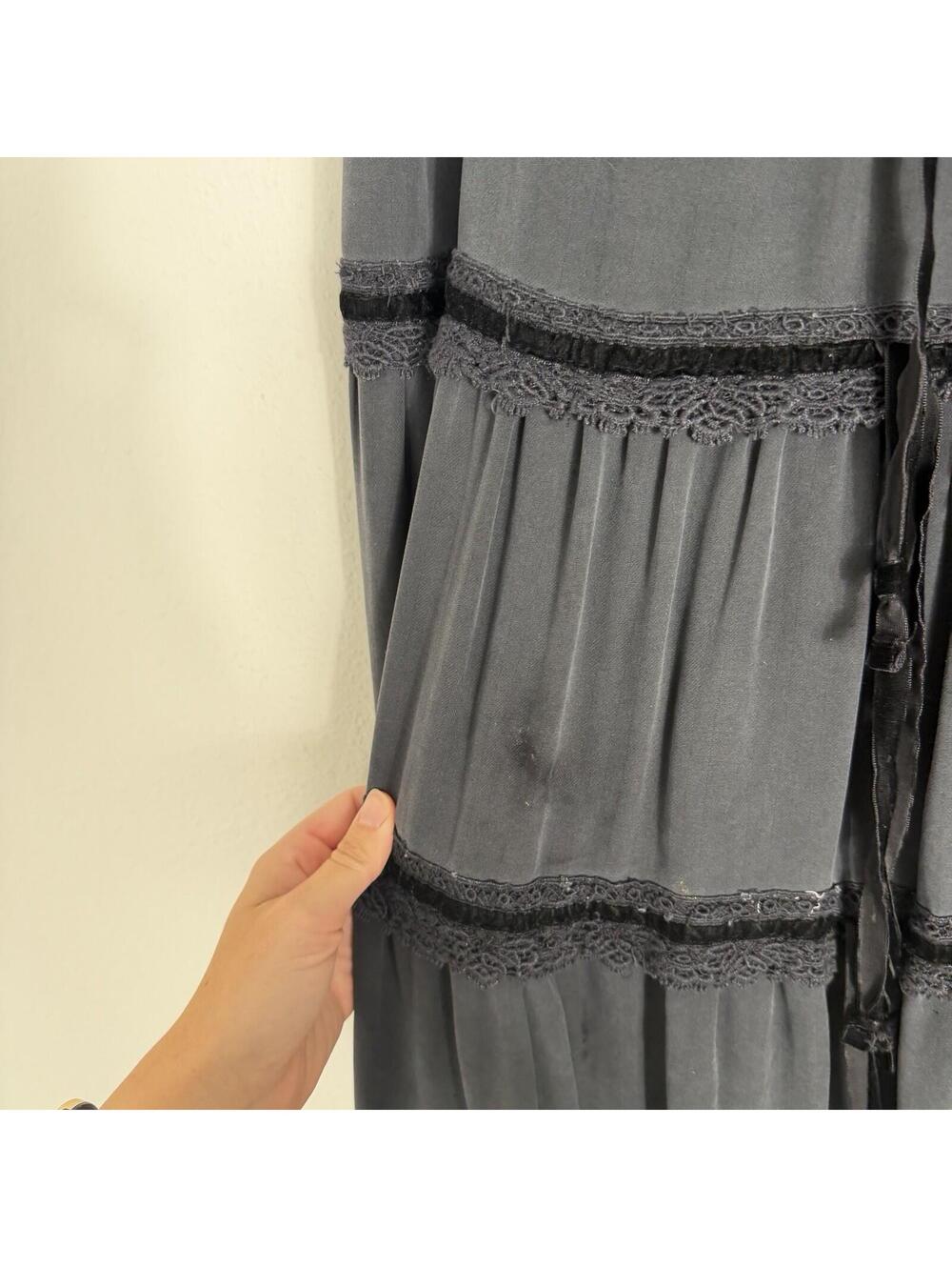 Da Nang Black Ruffle Tiered Skirt Whimsigoth Dark Fairy Grunge Women’s Small - Picture 5 of 10